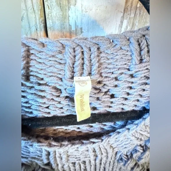 Wishlist Heart sweater S/M dark gray Valentines Day knit Pom Pom Sweater - Picture 2 of 16